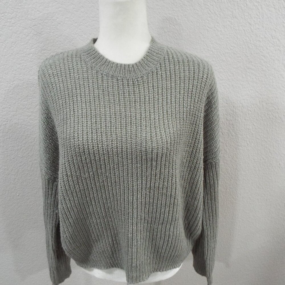 Oak + Fort Women's Gray Cable Knit Oversized Sweater Classic Comfort Size Medium